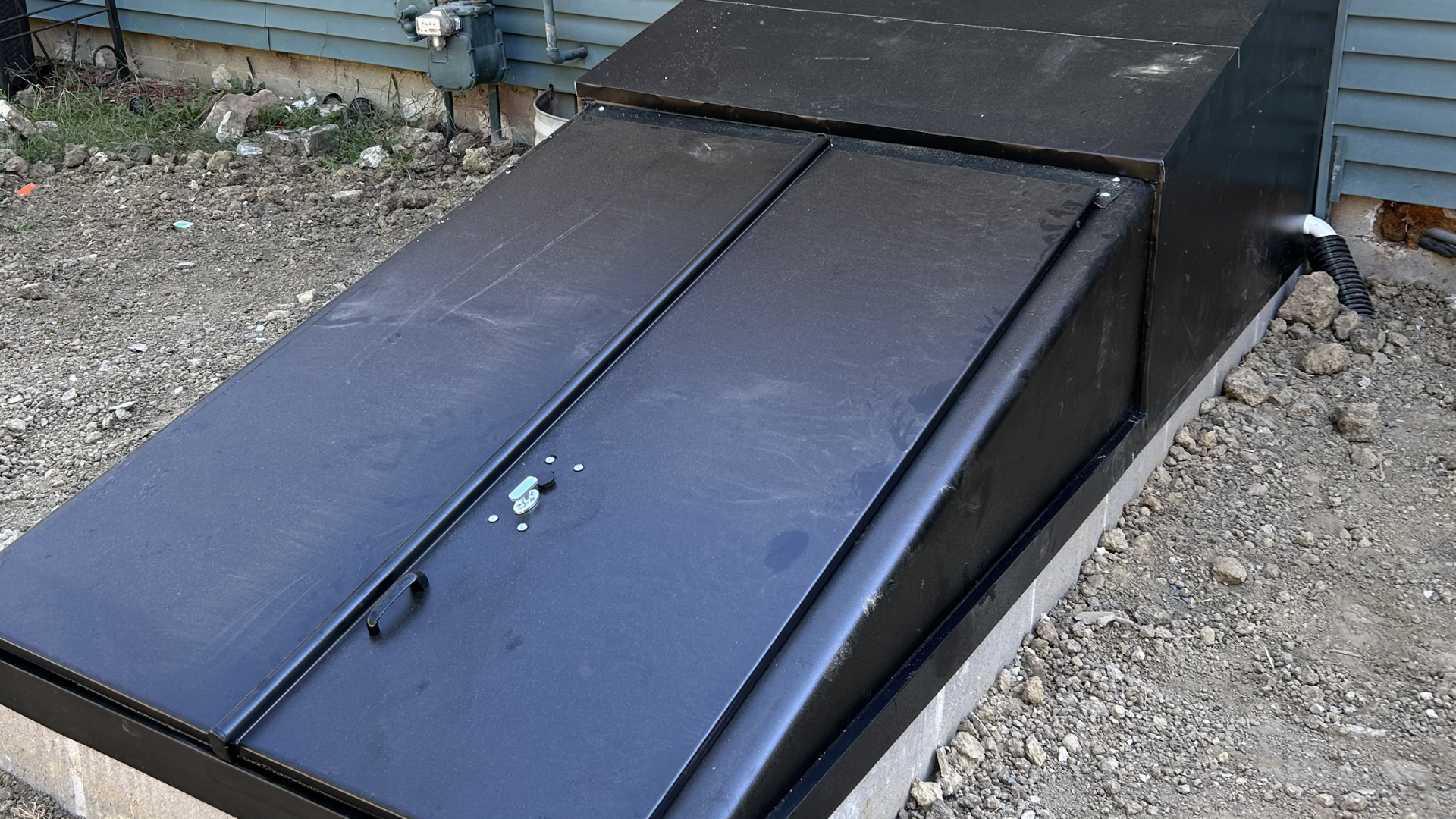 Metal cellar entrance doors
