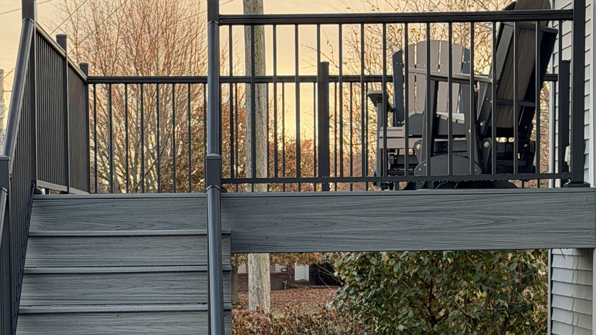 Composite deck with black railing