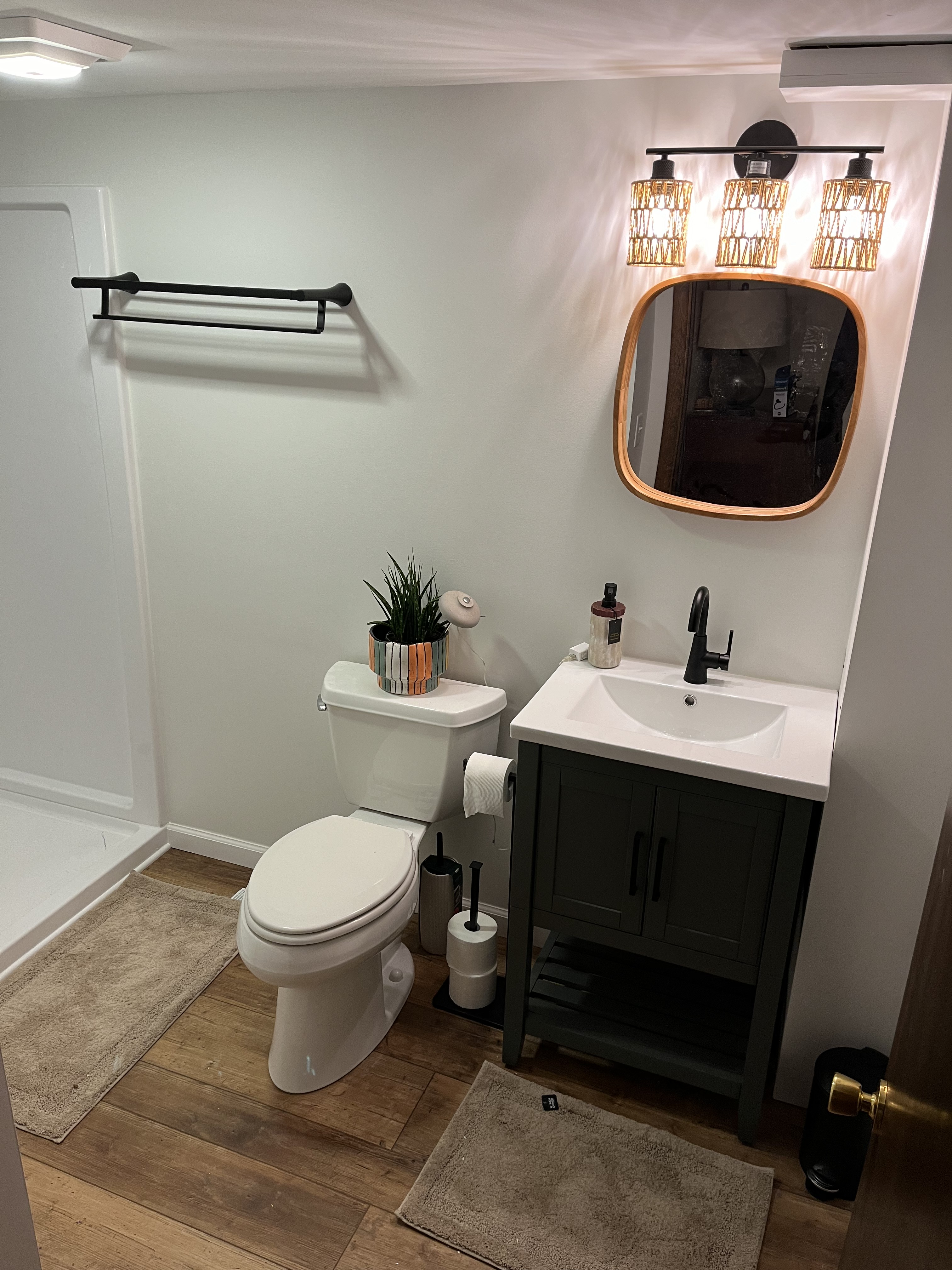 Bathroom vanity and shower