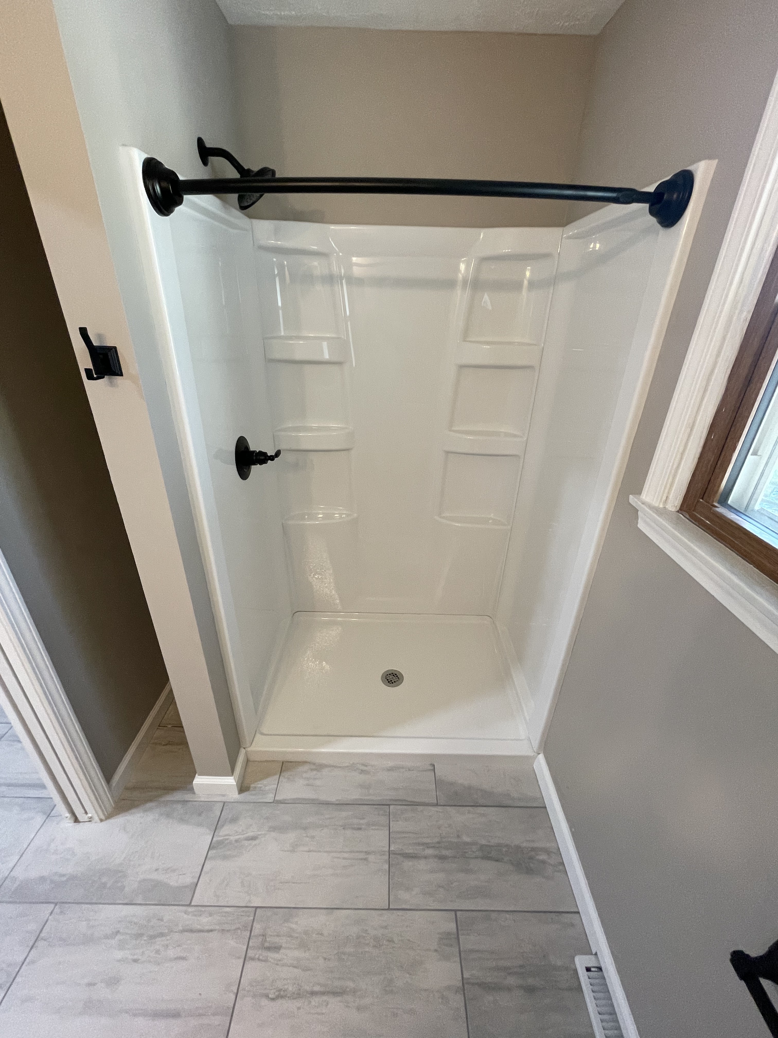 Bathroom shower and tile floor