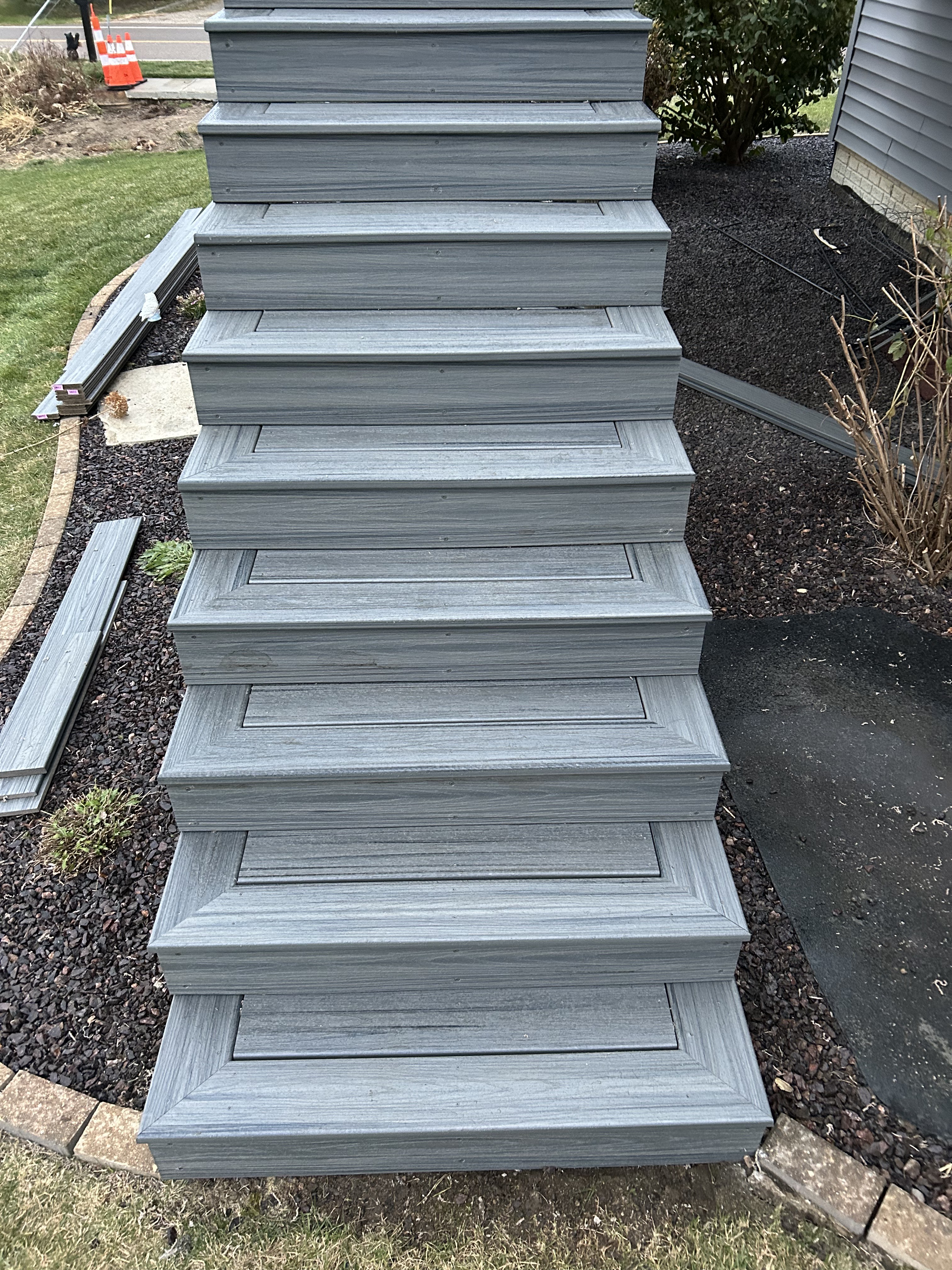 Composite deck stairs up close