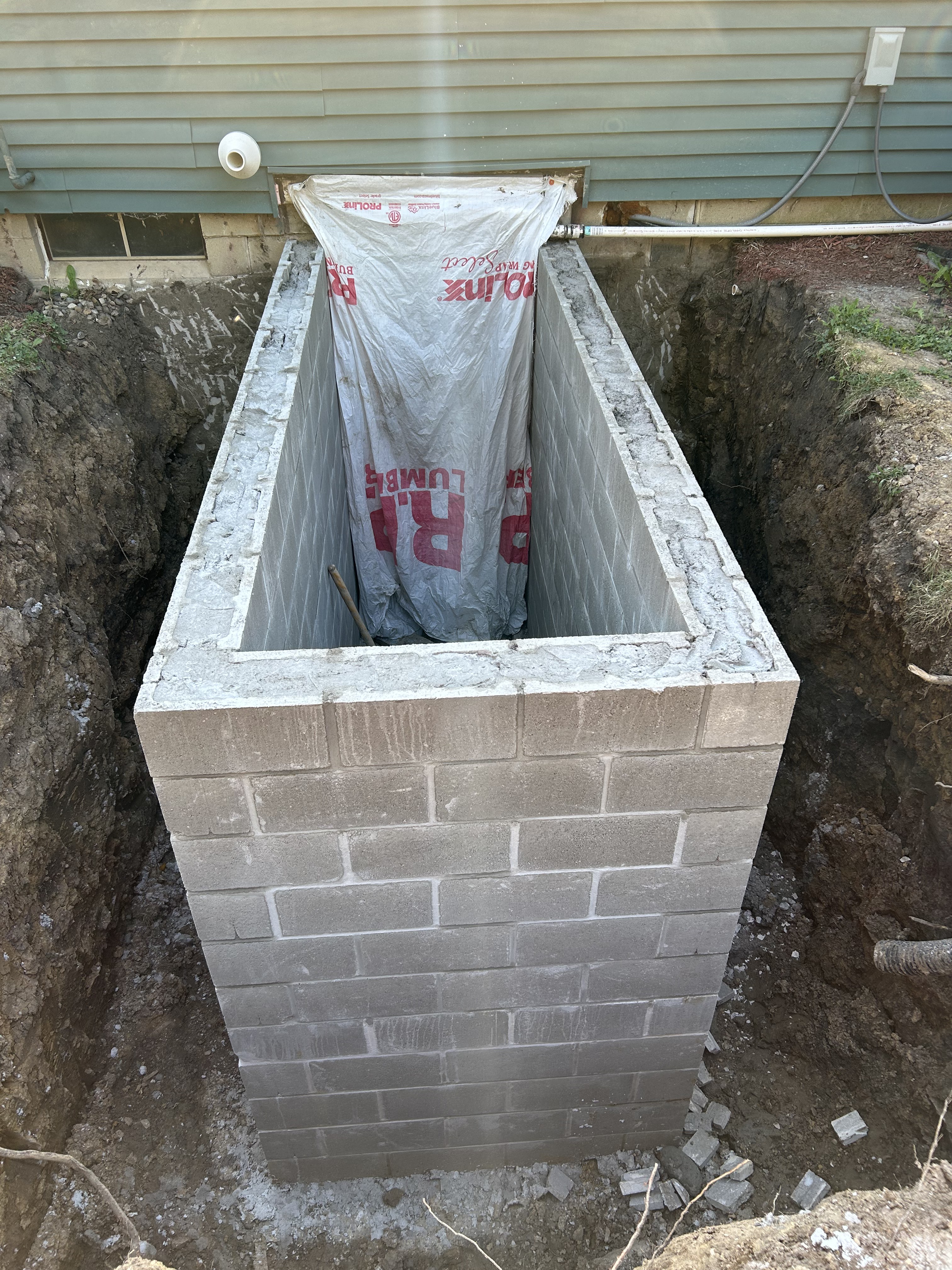 Cellar entrance masonry going in (work in progress)