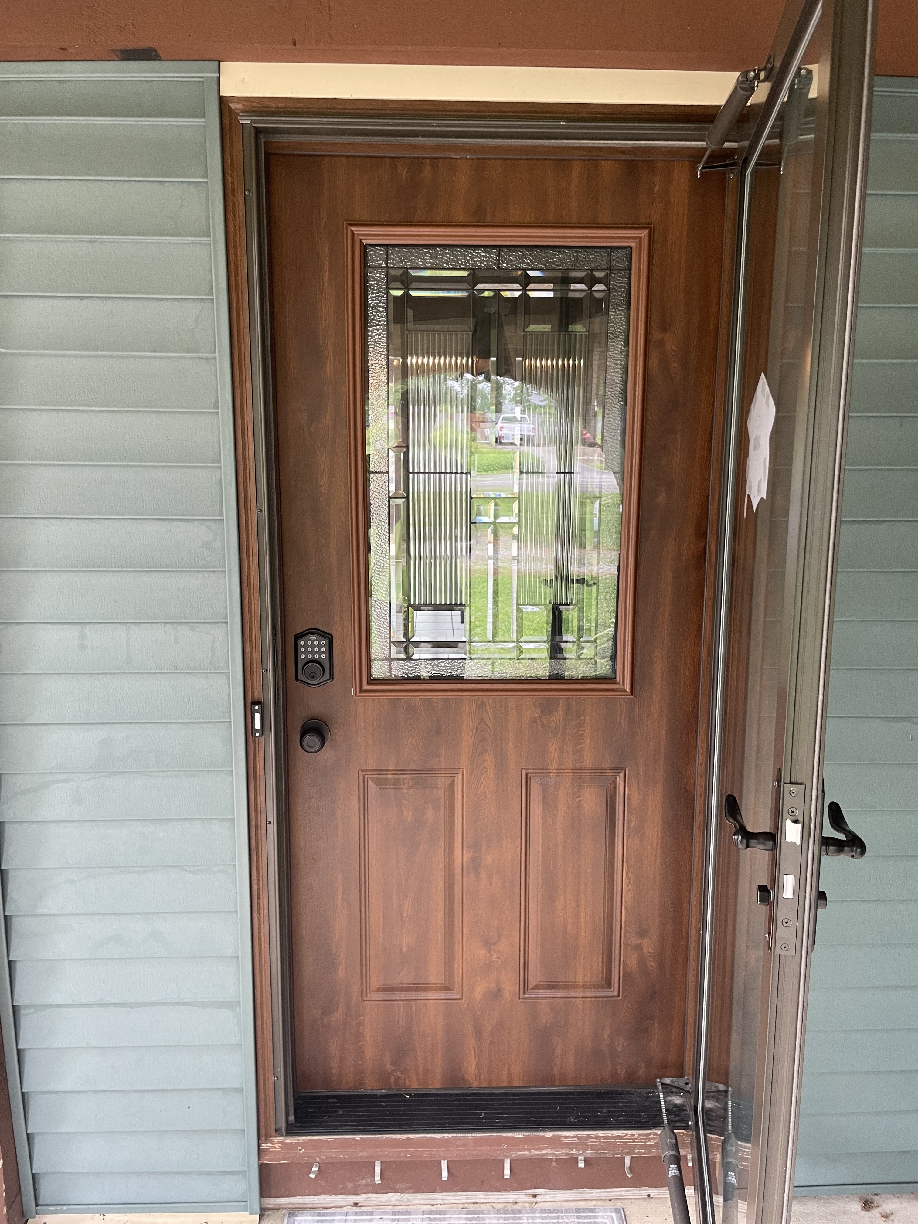 New wood front door