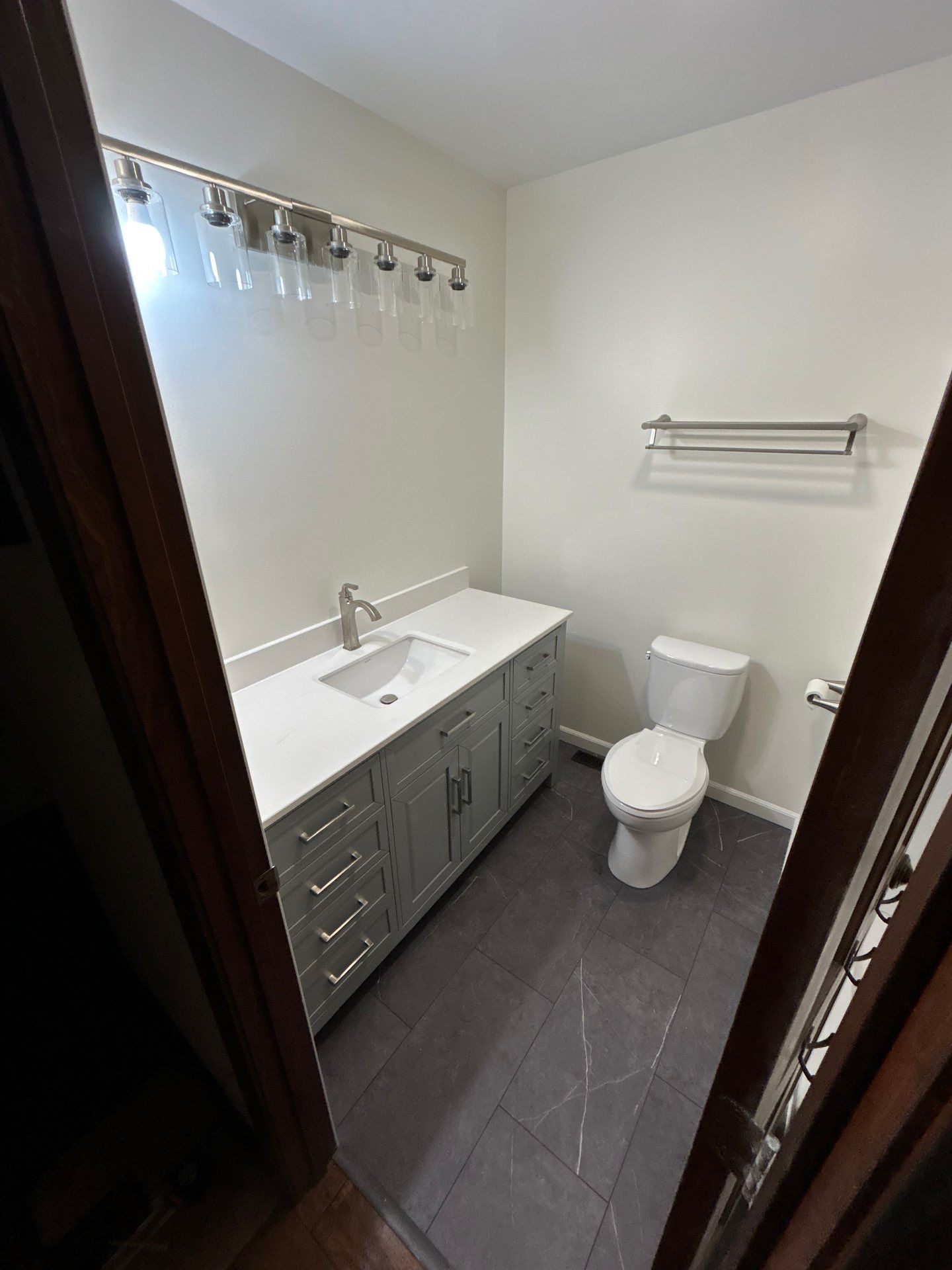 Vanity and toilet after remodeling