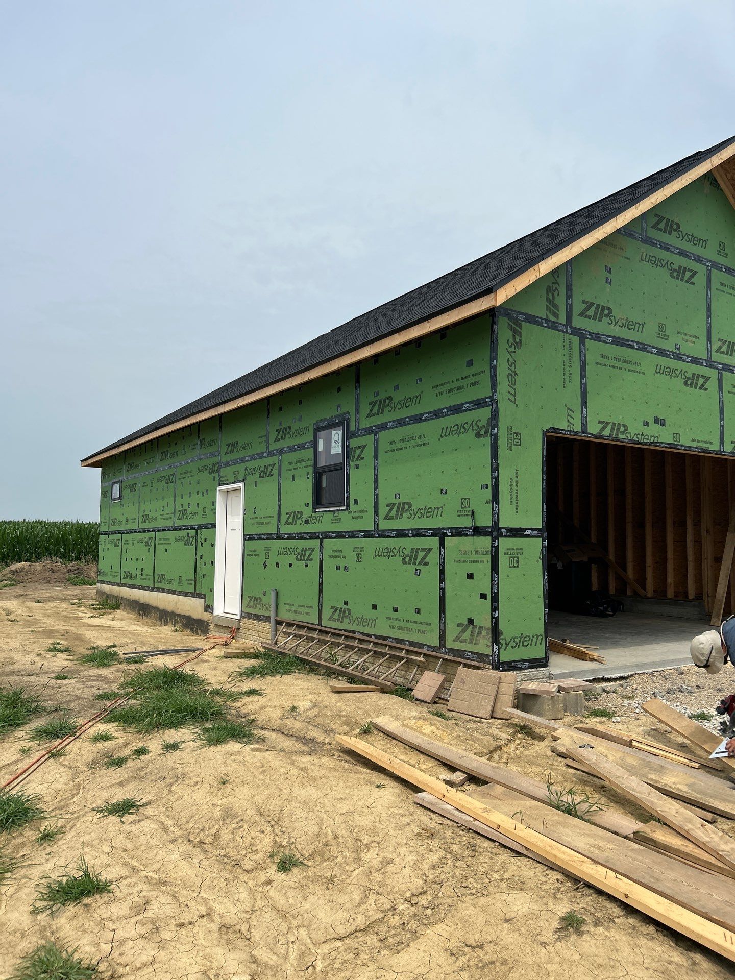 Sheathing on a new home exterior (work in progress)