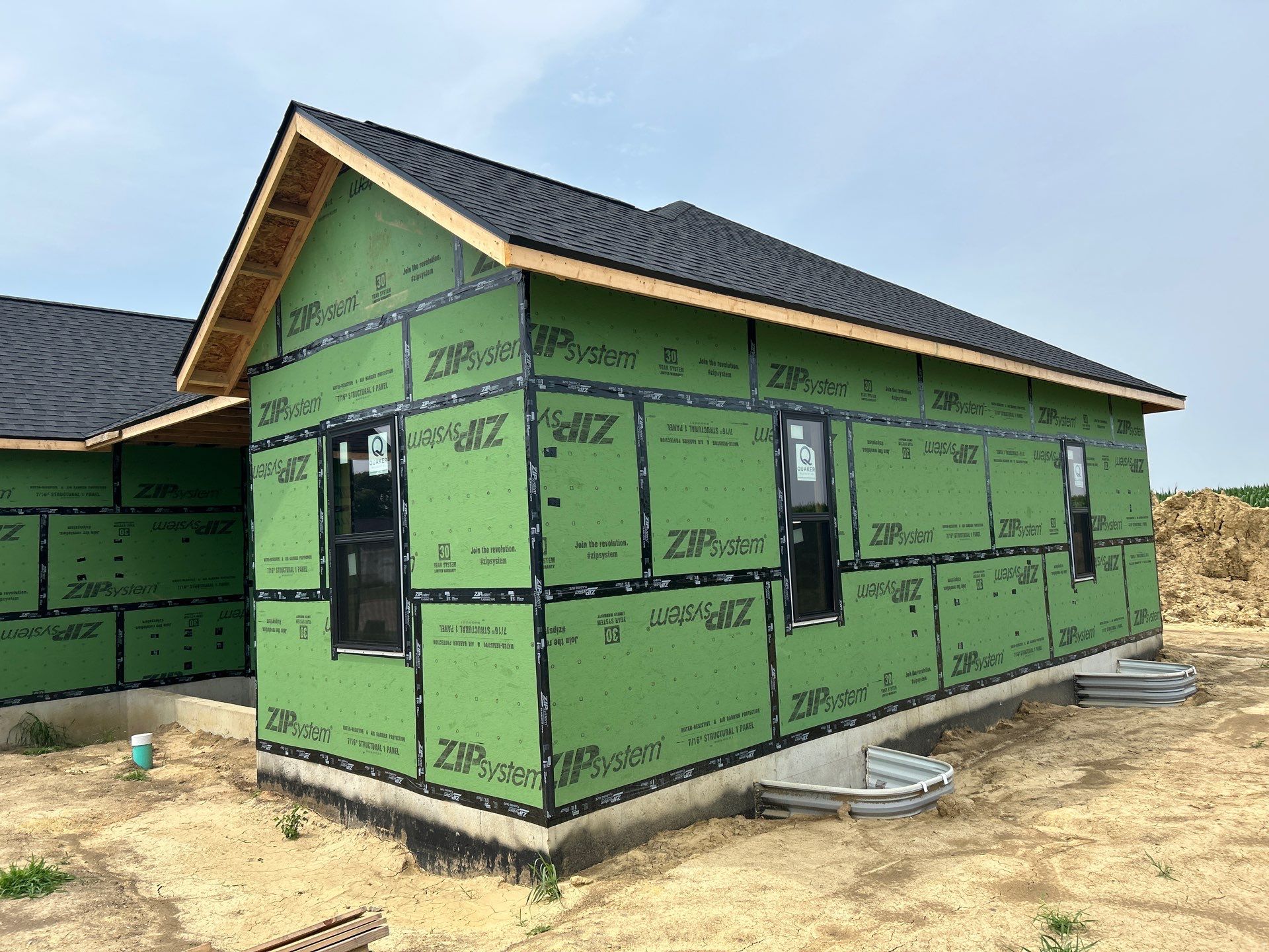 Exterior sheathing going on