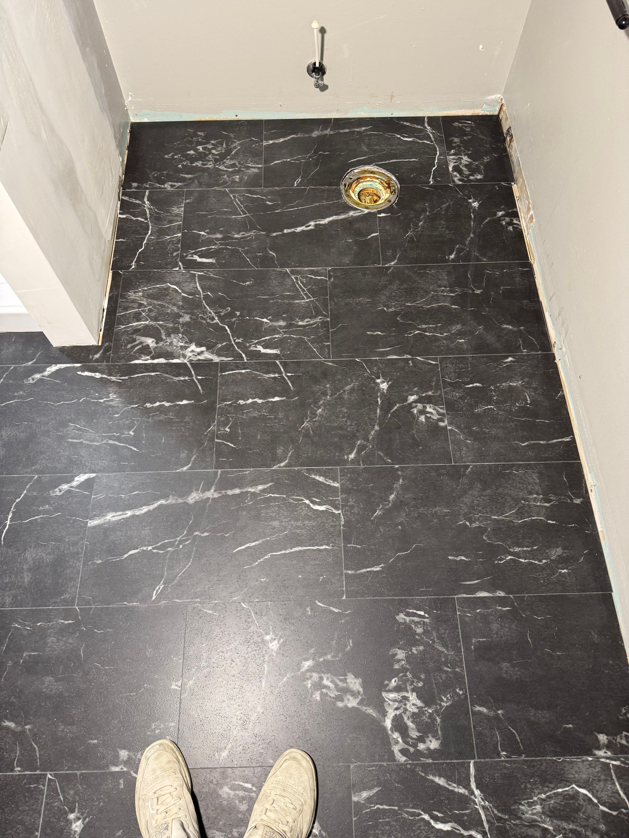 Shower drain and tile work (work in progress)