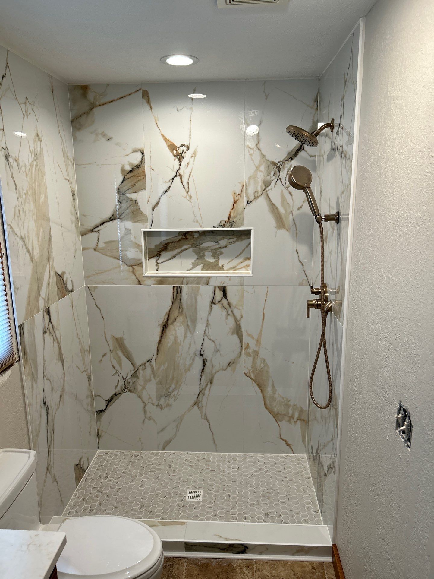 Marble-look shower
