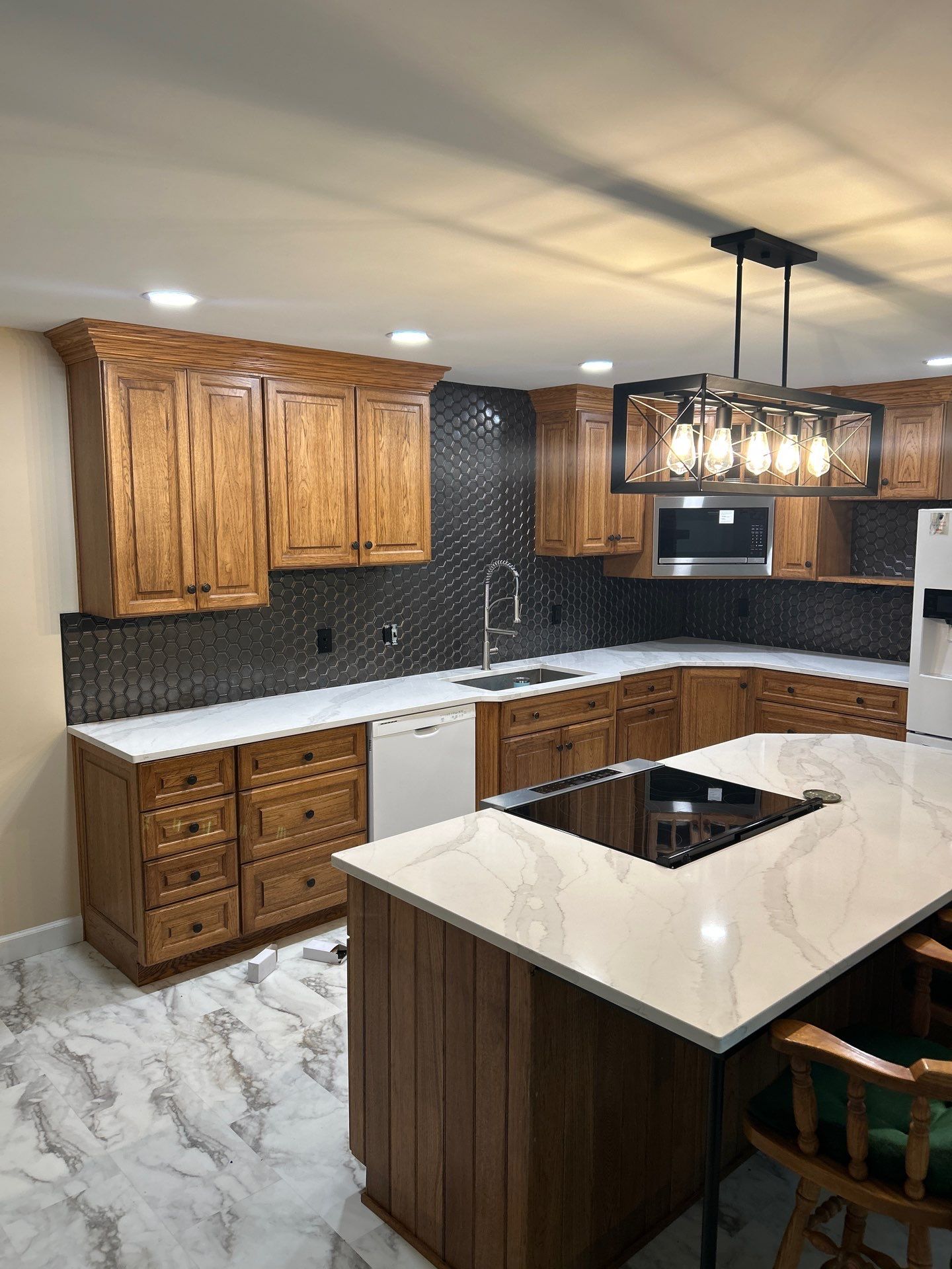 Wide view of a finished kitchen
