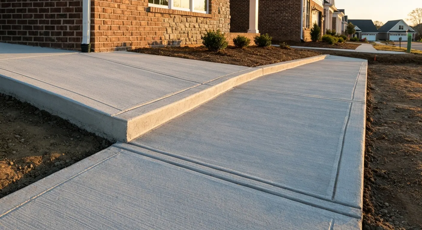 Concrete sidewalk and ramp