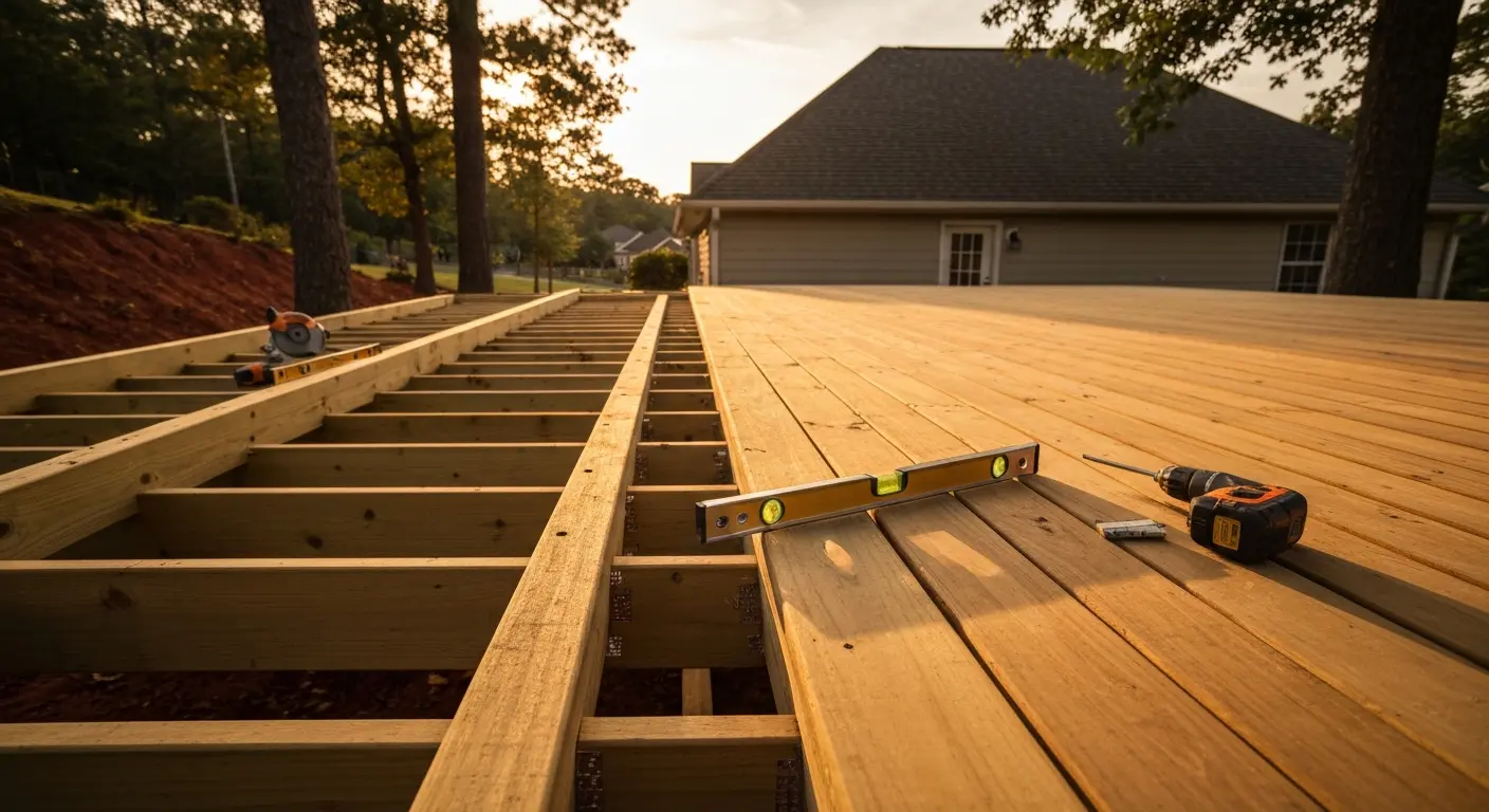 Wooden deck construction in Union County