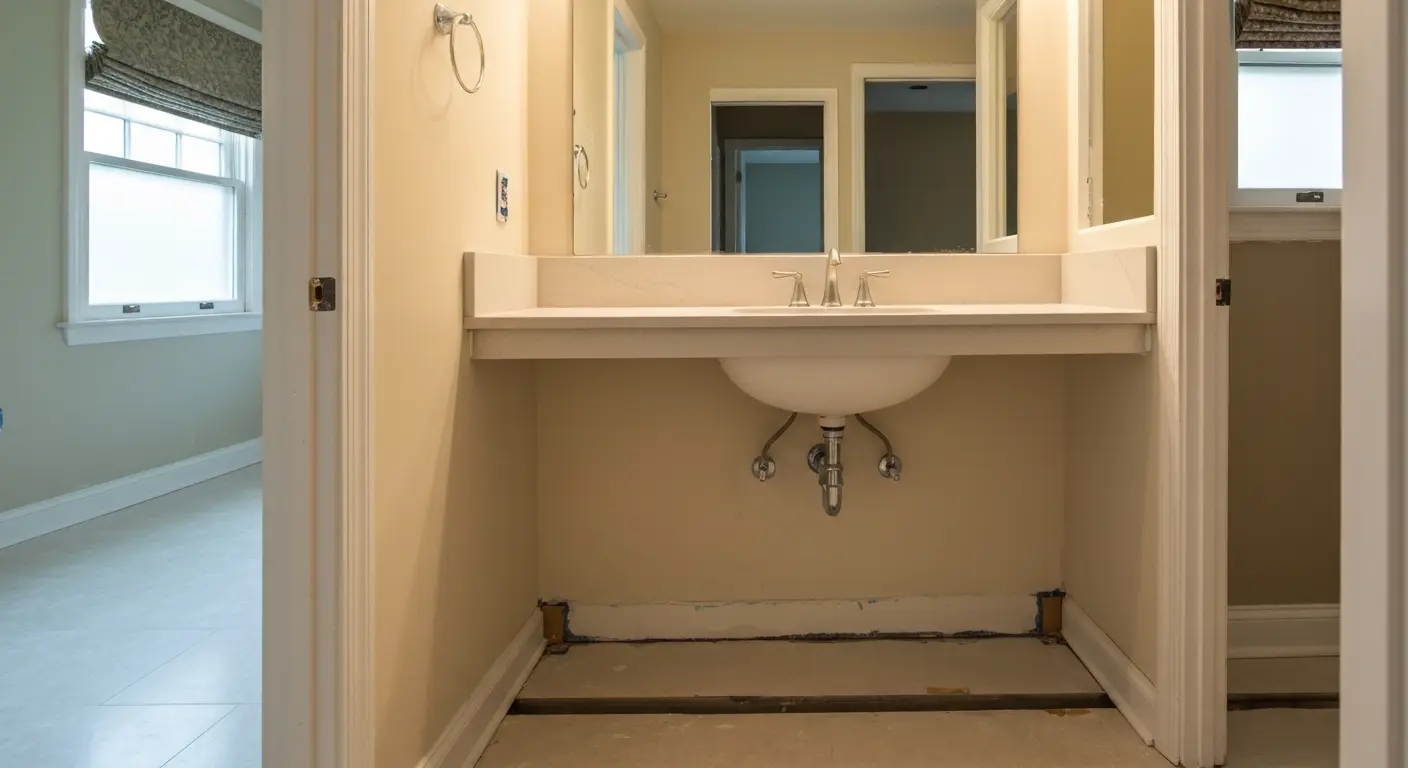 Single-sink bathroom vanity installation