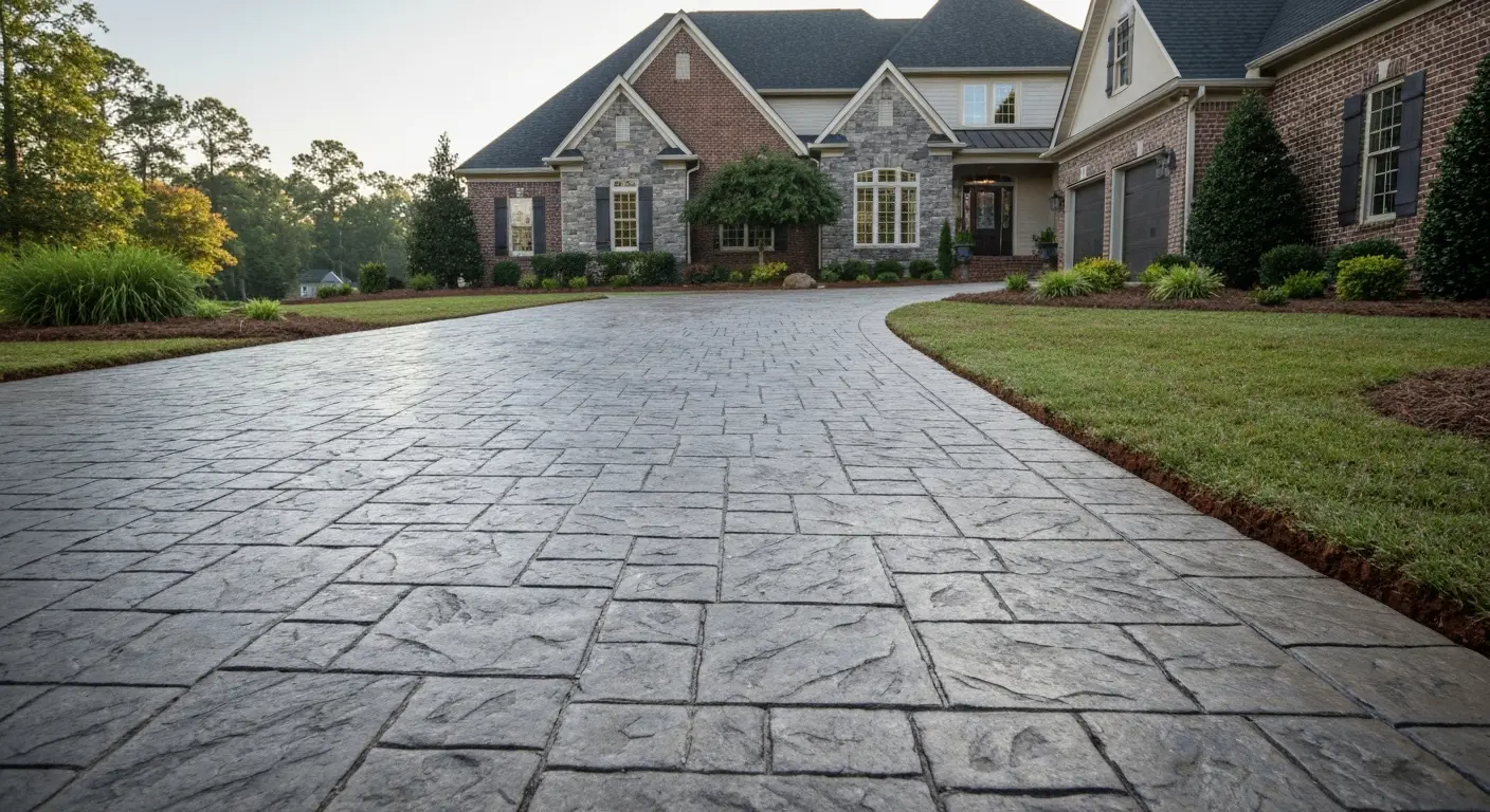 Stamped concrete driveway