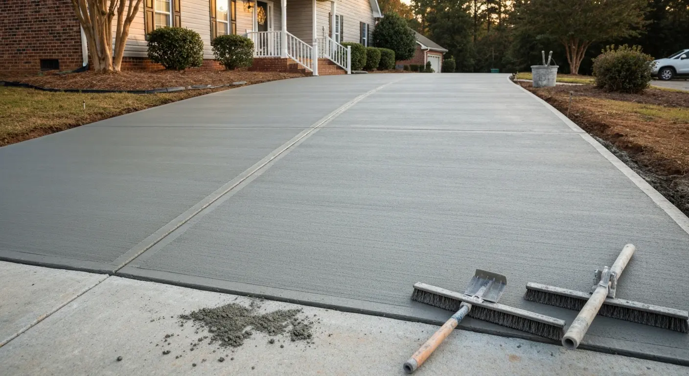 Concrete driveway project in Concord NC