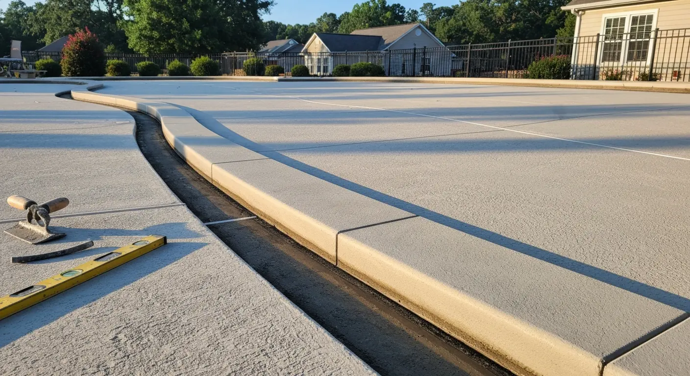 Pool deck curbing installation