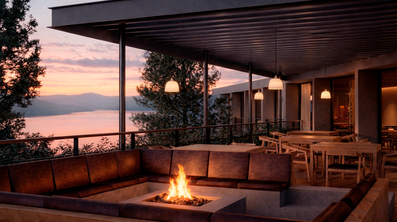 Terraza con vista al lago