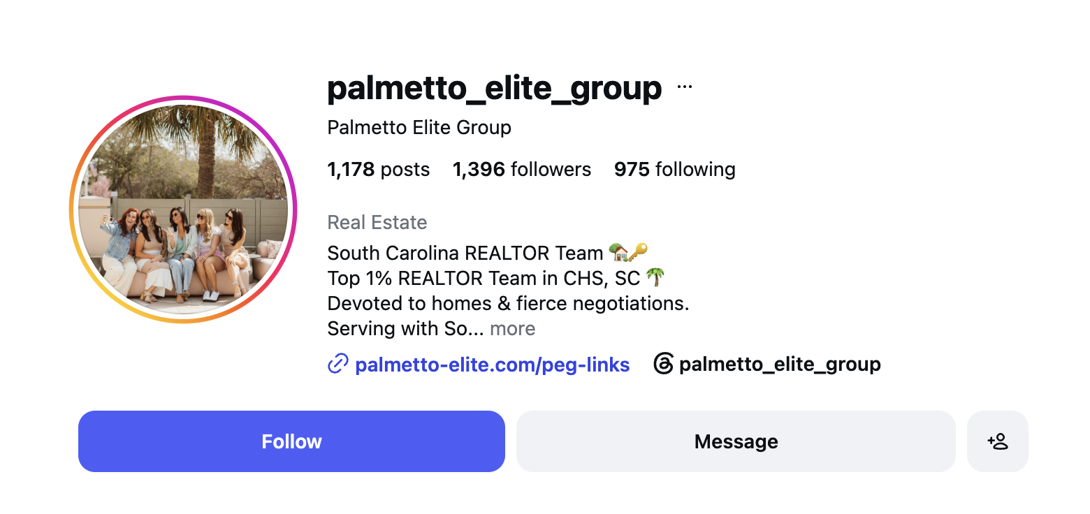 Palmetto Elite Group Instagram profile