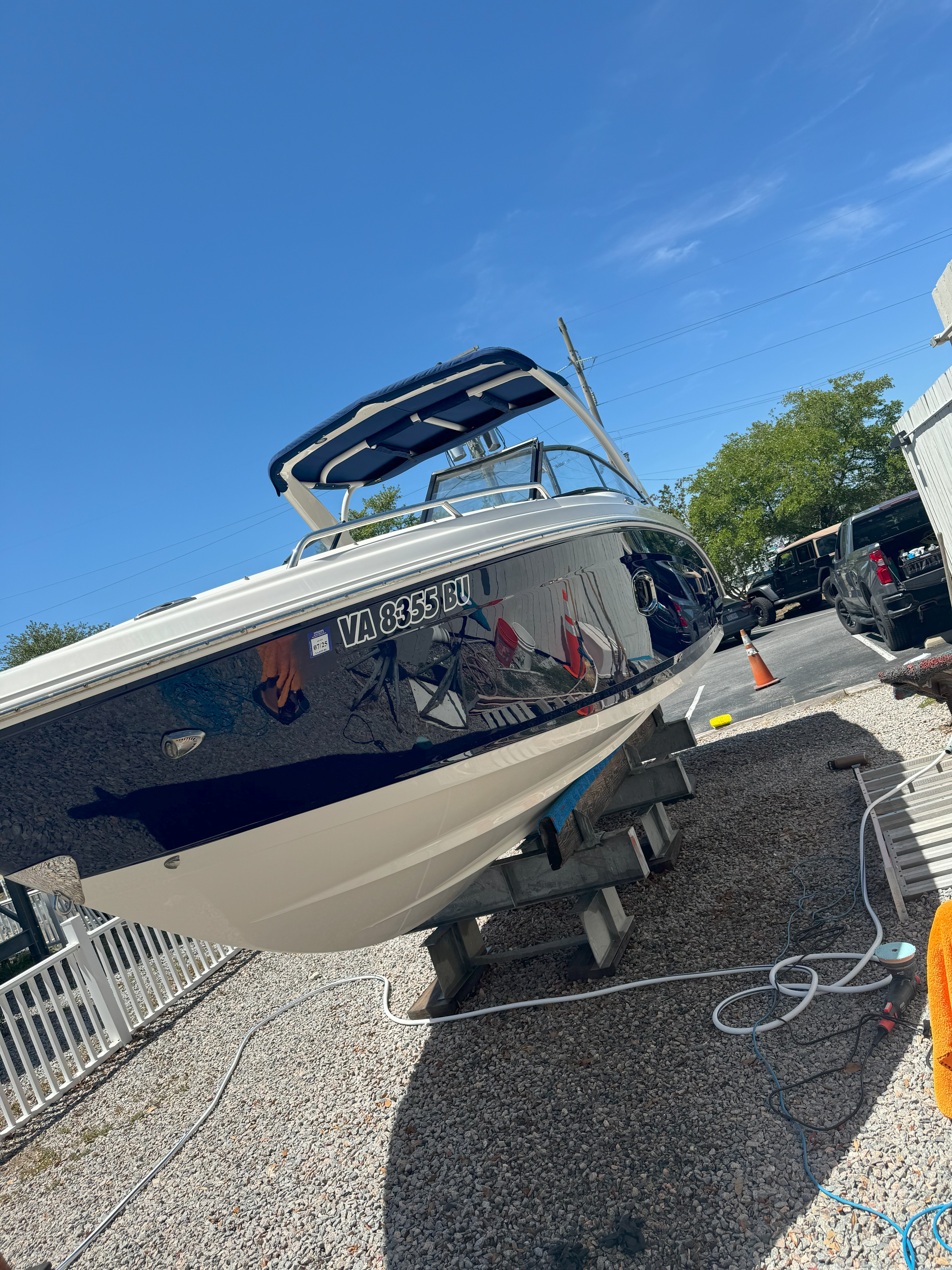 Professional mobile boat detailing in Hampton Roads with premium polishing and ceramic coating