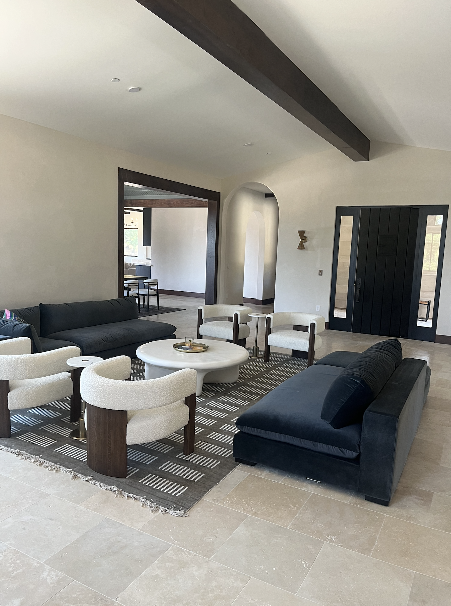 Los Gatos estate home great room with vaulted ceiling and custom millwork