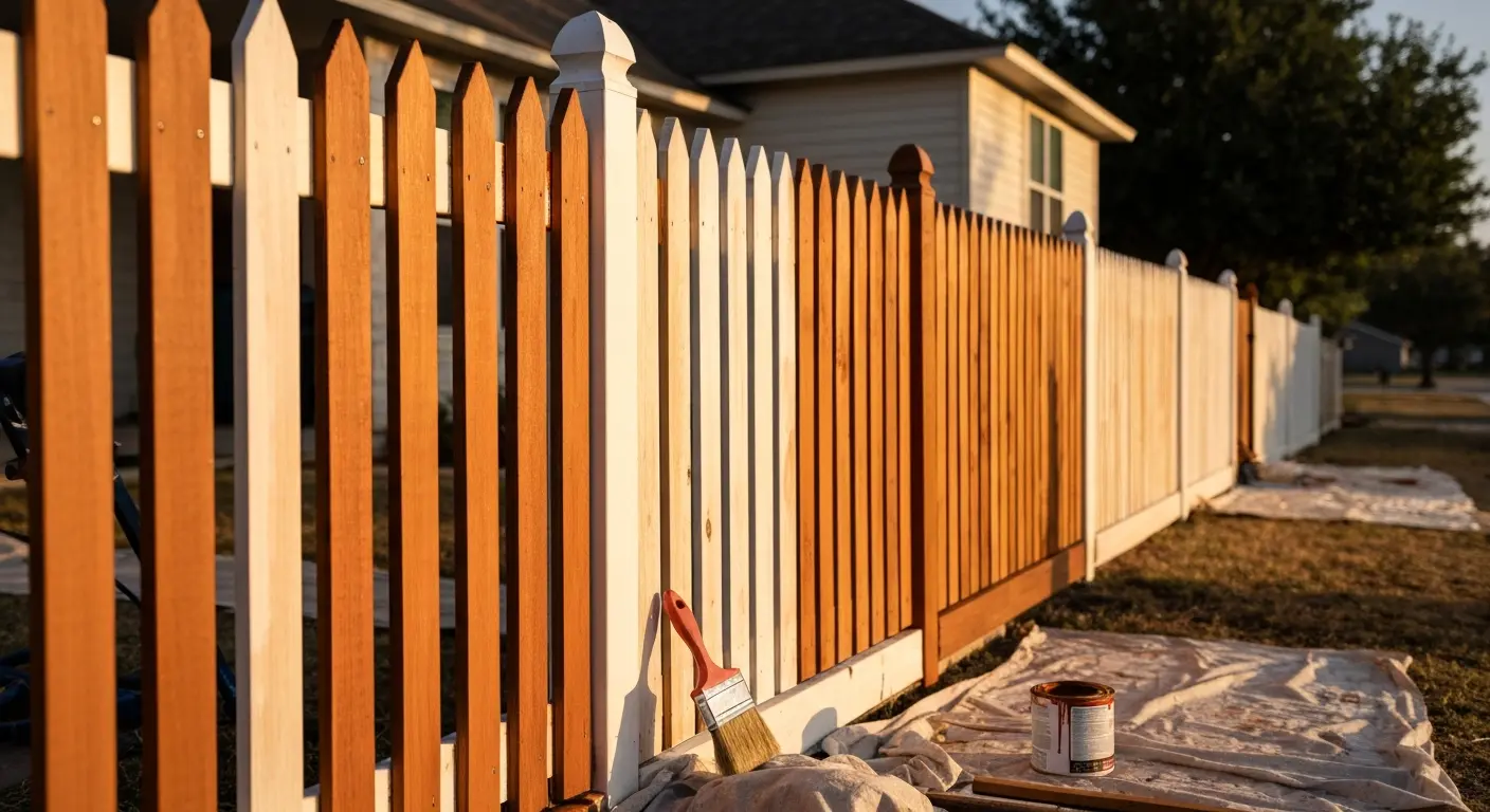 Picket fence staining
