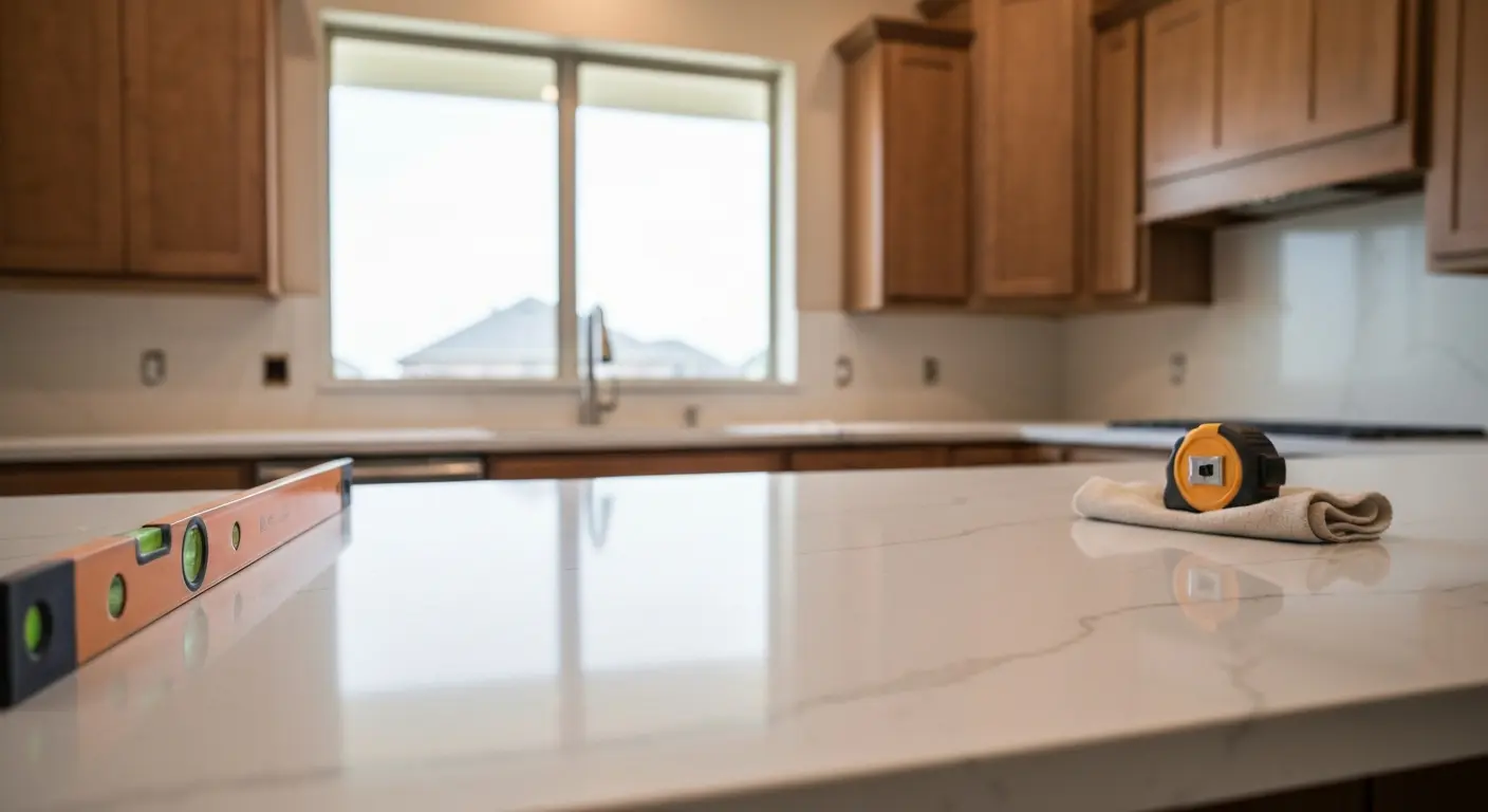 Quartz countertop installation
