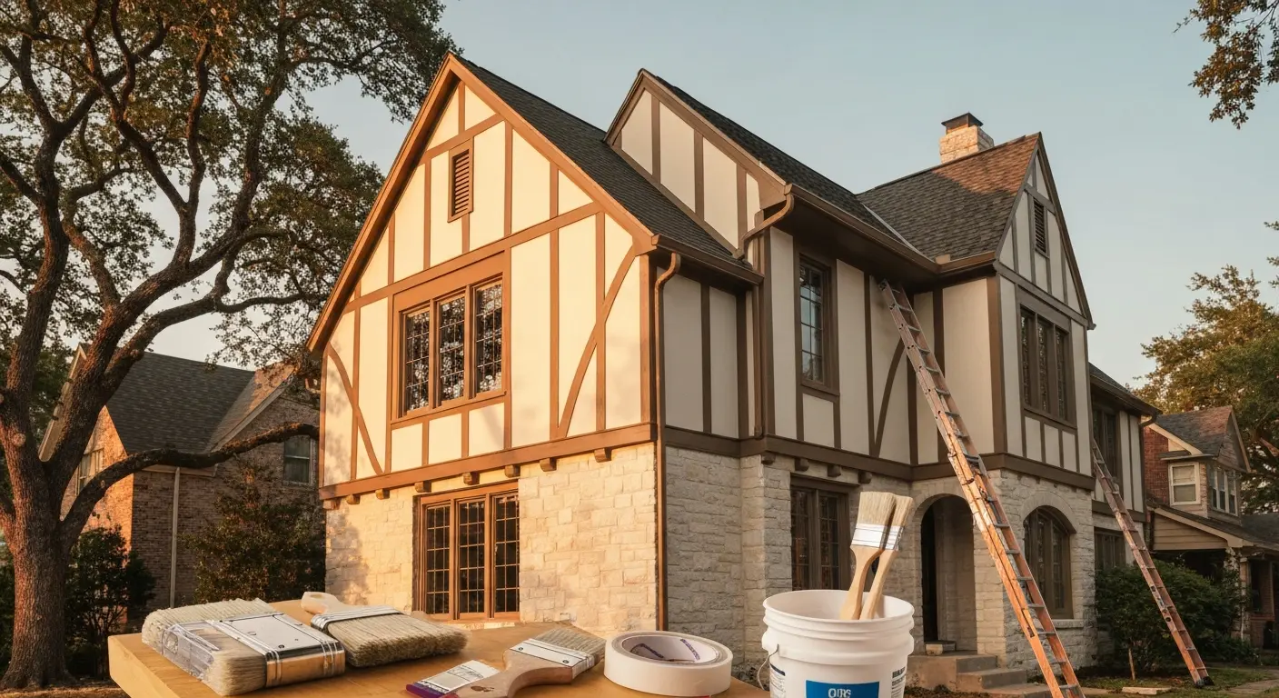 Exterior painting on East Dallas home