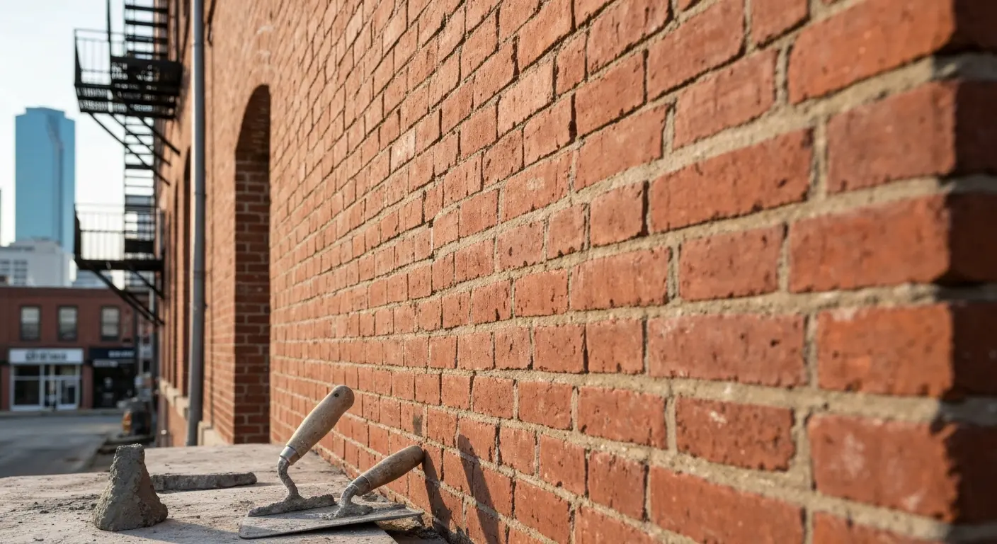 Exterior brick restoration in Deep Ellum