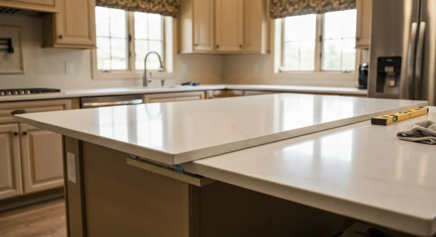 Island countertop installation detail