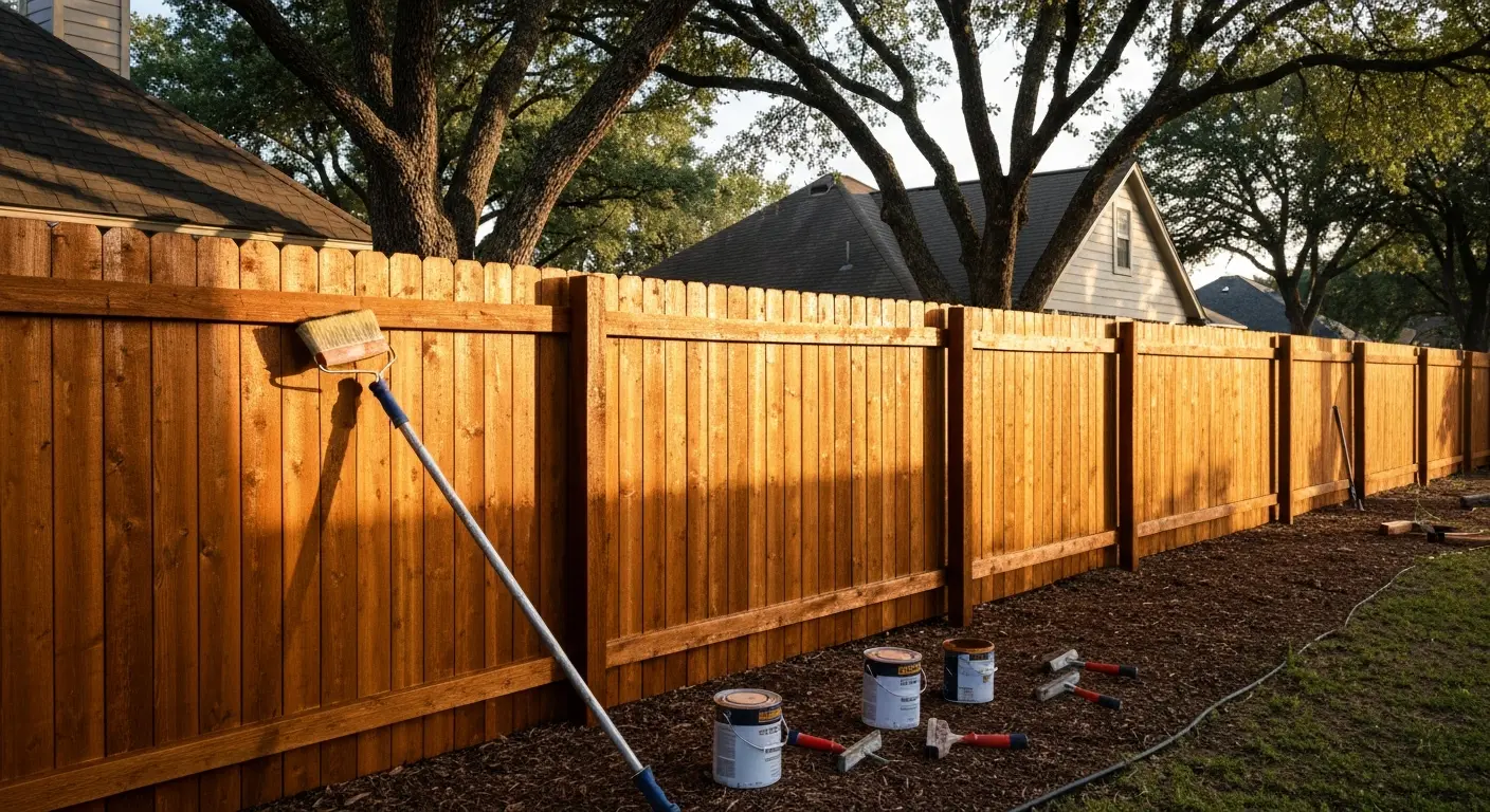 Fence staining in East Dallas