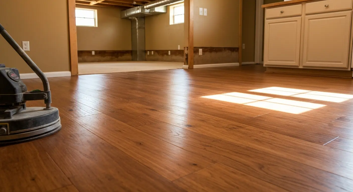 Engineered wood floor being resurfaced