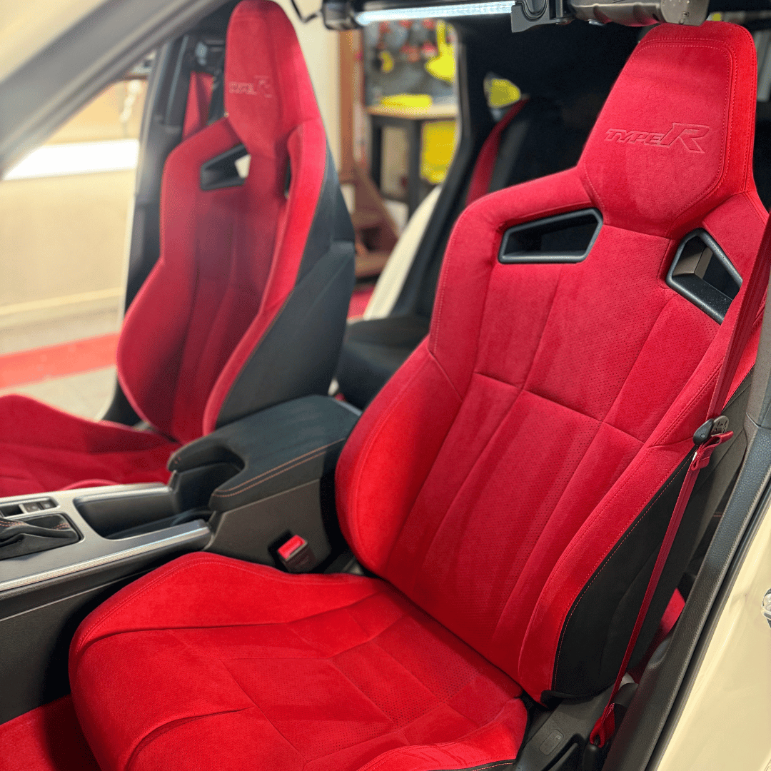 Red interior seats of car