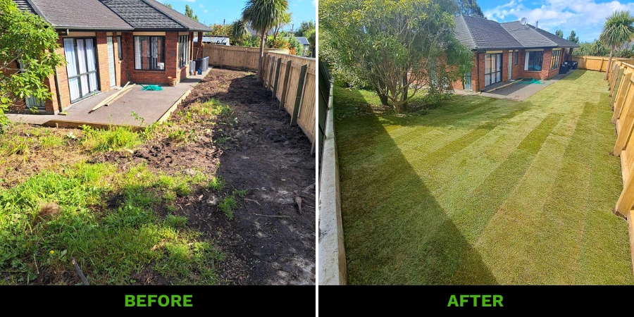 Whanganui Property with newly installed lawn from Brodies Property Maintenance