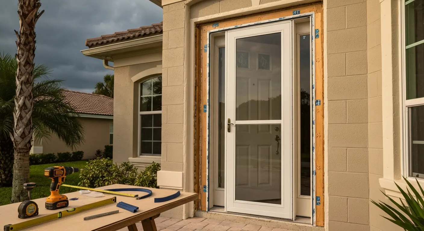 Storm door installation