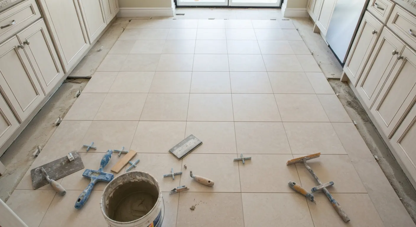 Ceramic tile kitchen flooring installation