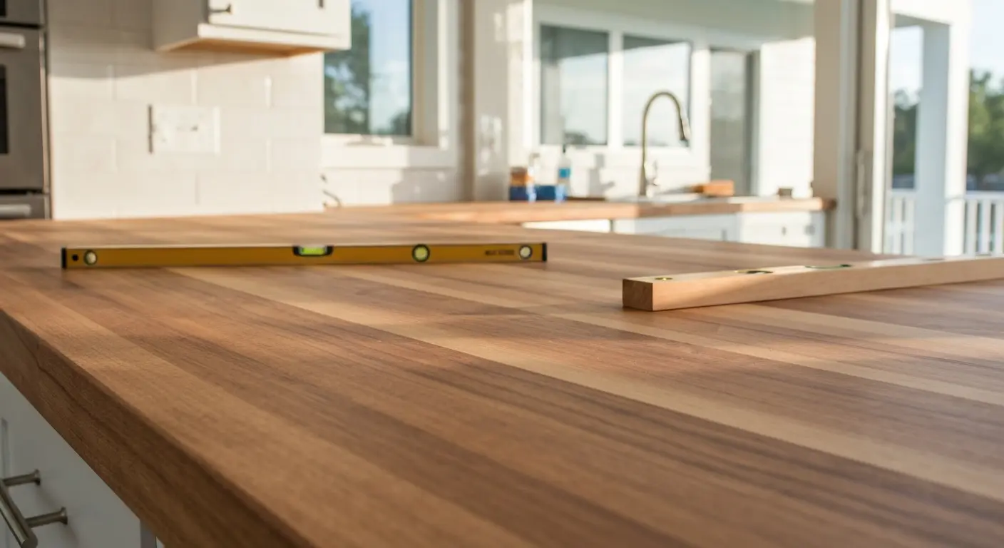 Butcher block countertop installation
