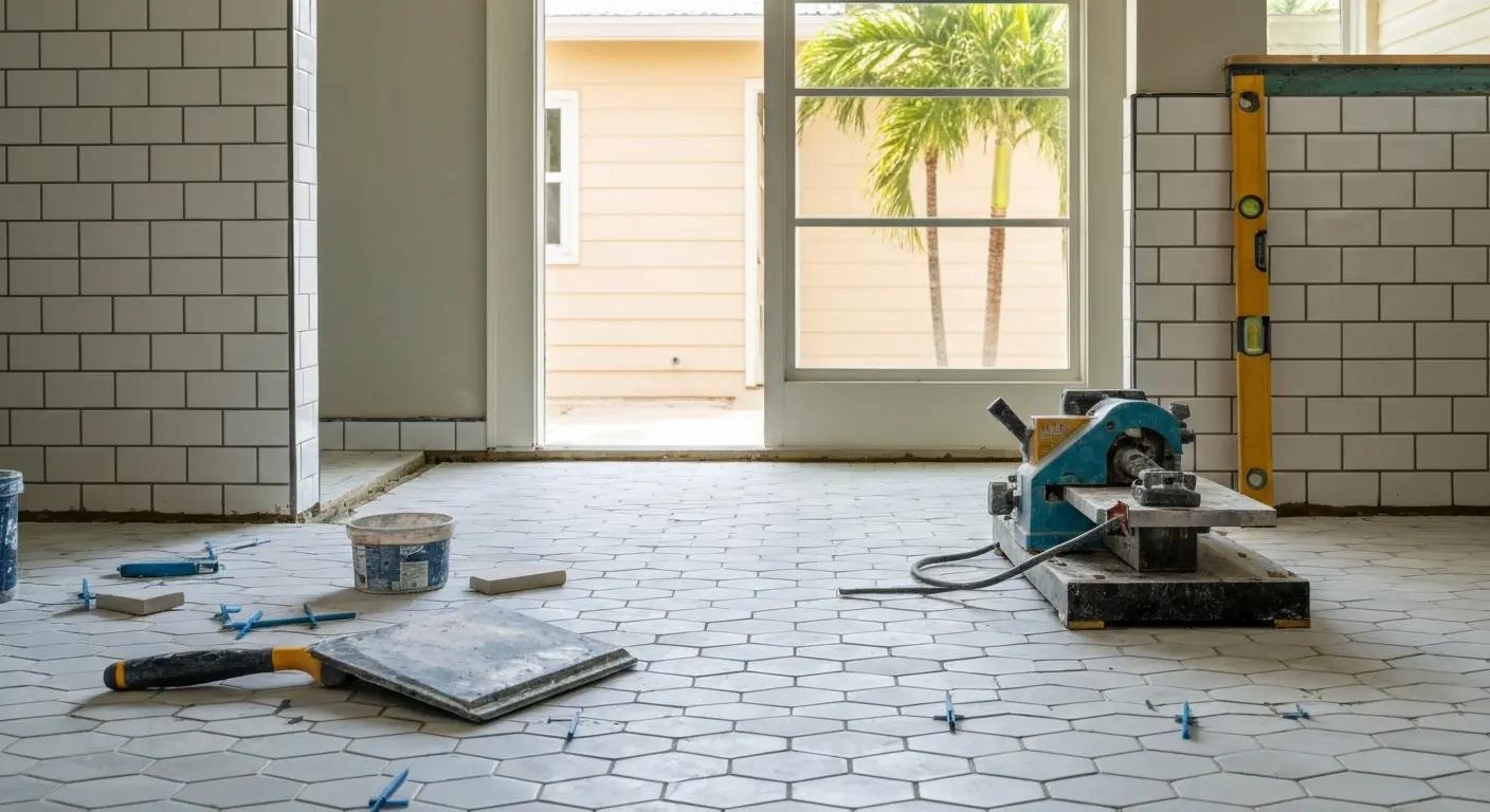 Tile flooring installation