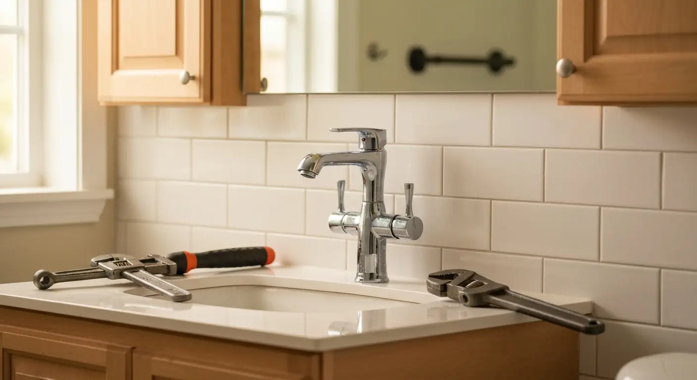 Bathroom faucet installation