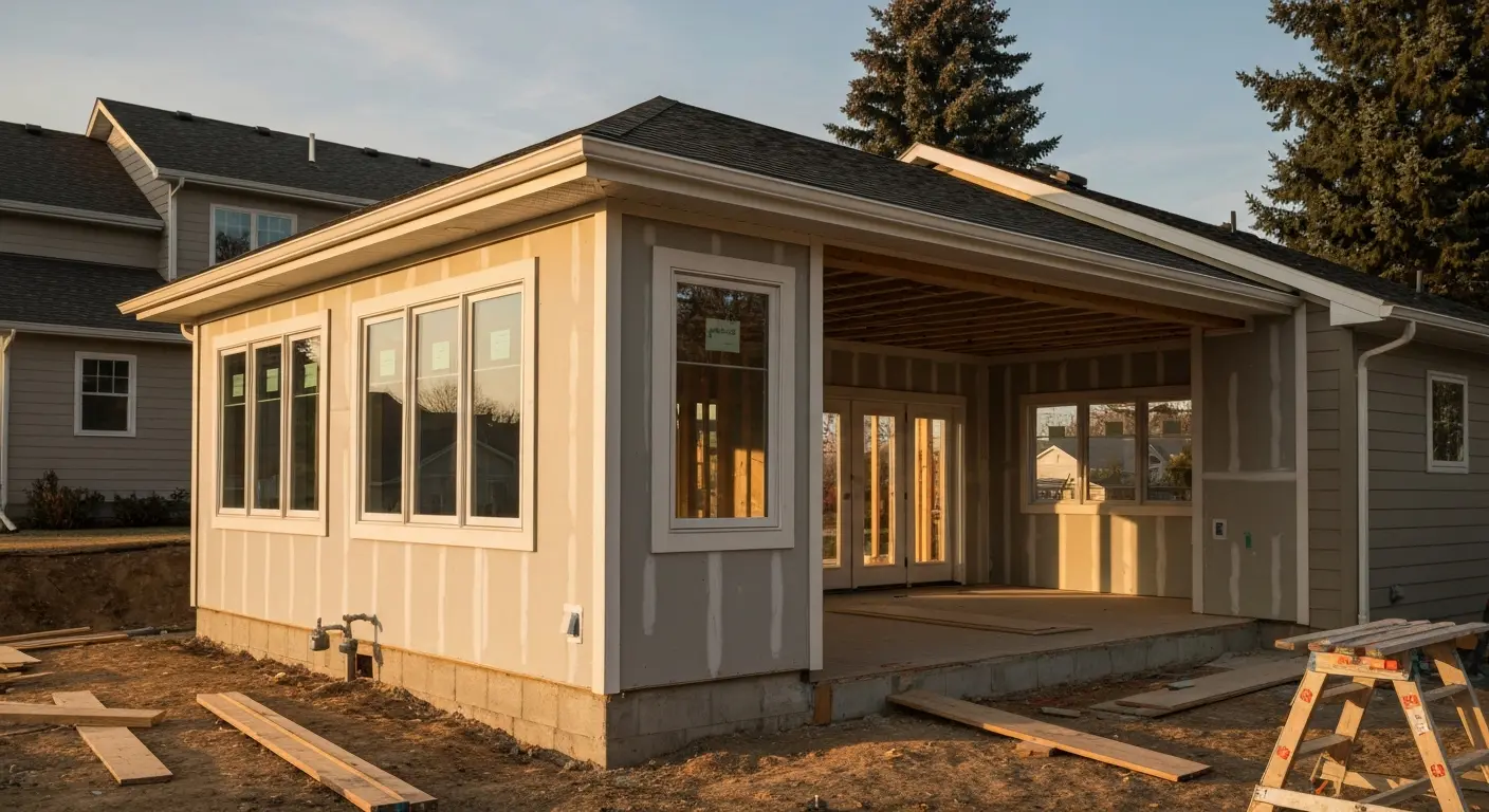 Home addition project showing expanded living space