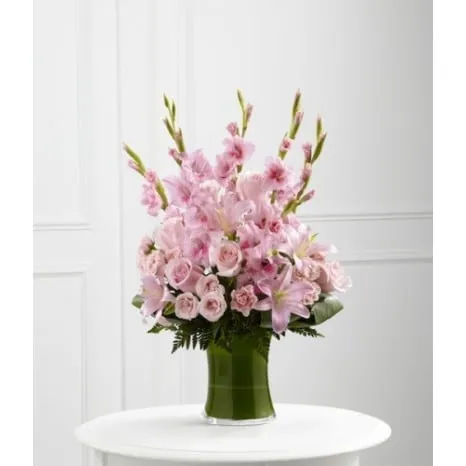 Colourful Glass Vase of Roses and Gerberas
