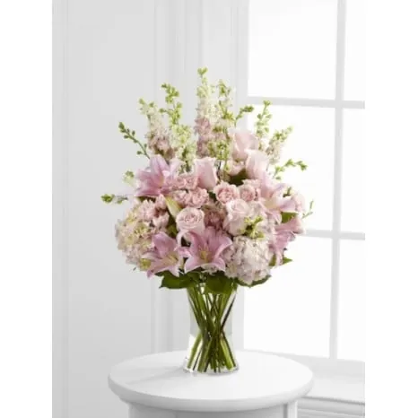 Vase of Oriental Lilies and Soft Roses
