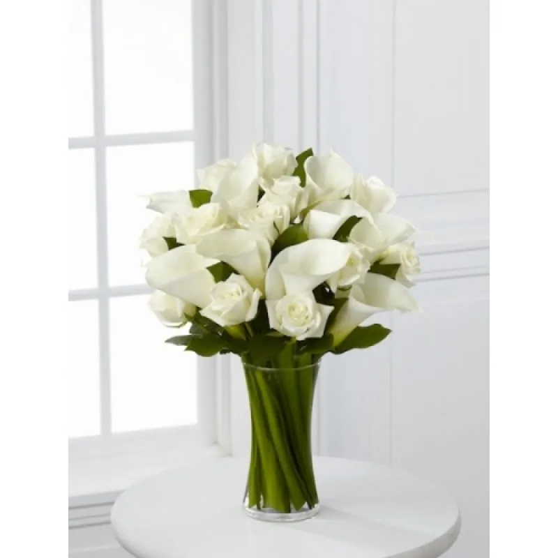 Vase of White Roses and Calla Lilies