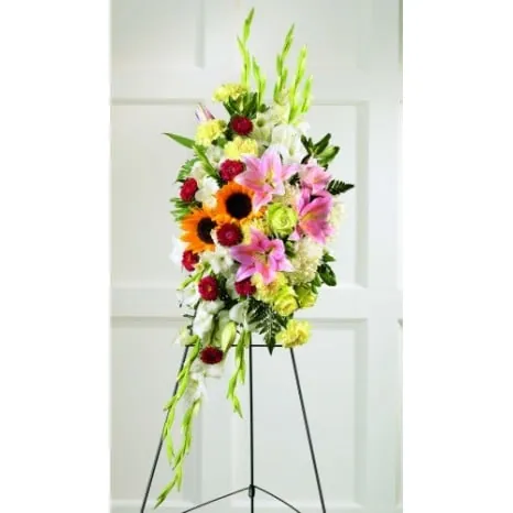 Tribute Basket of Sunflowers and Pink Lilies