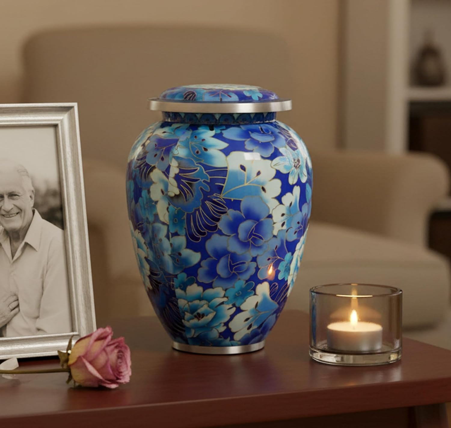 Blue Flowers Urn
