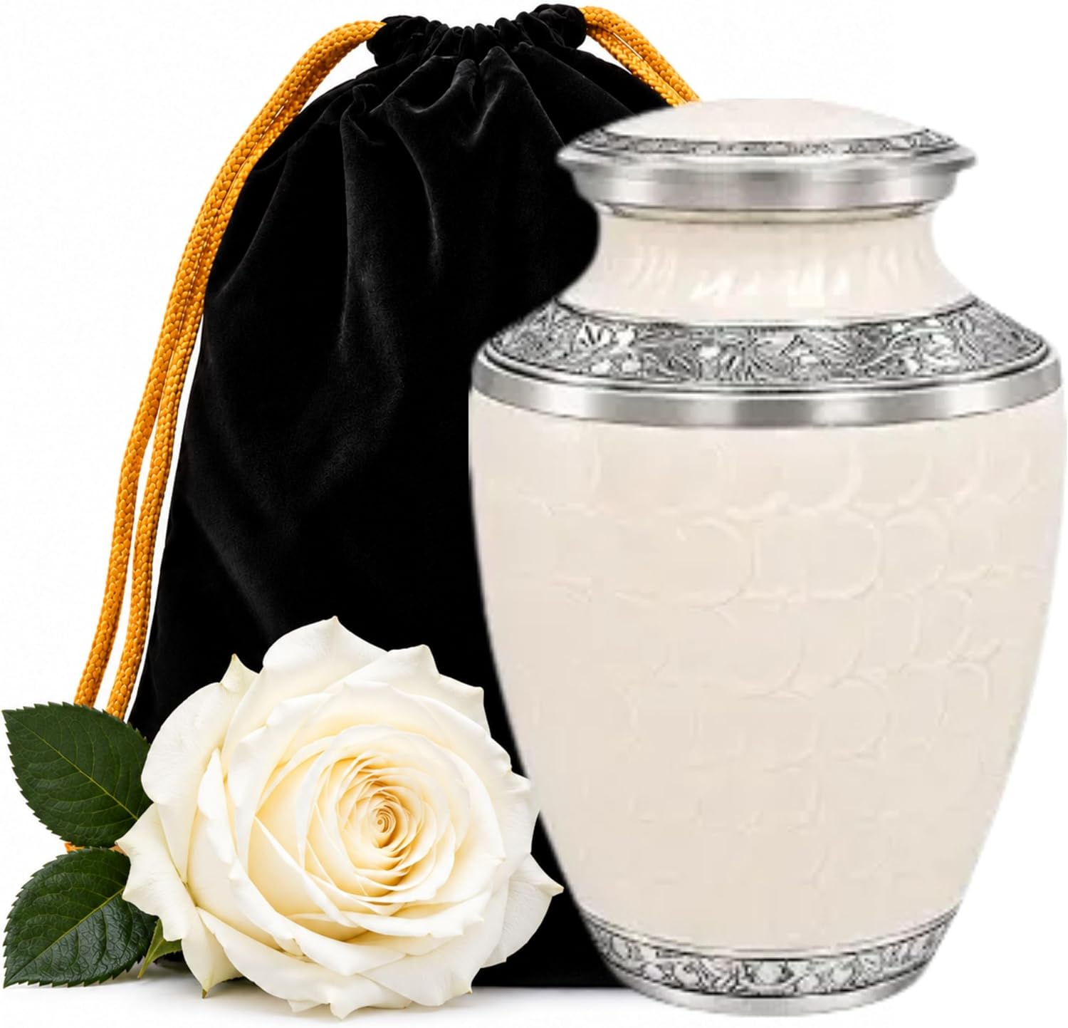 White and Silver Pearl Urn