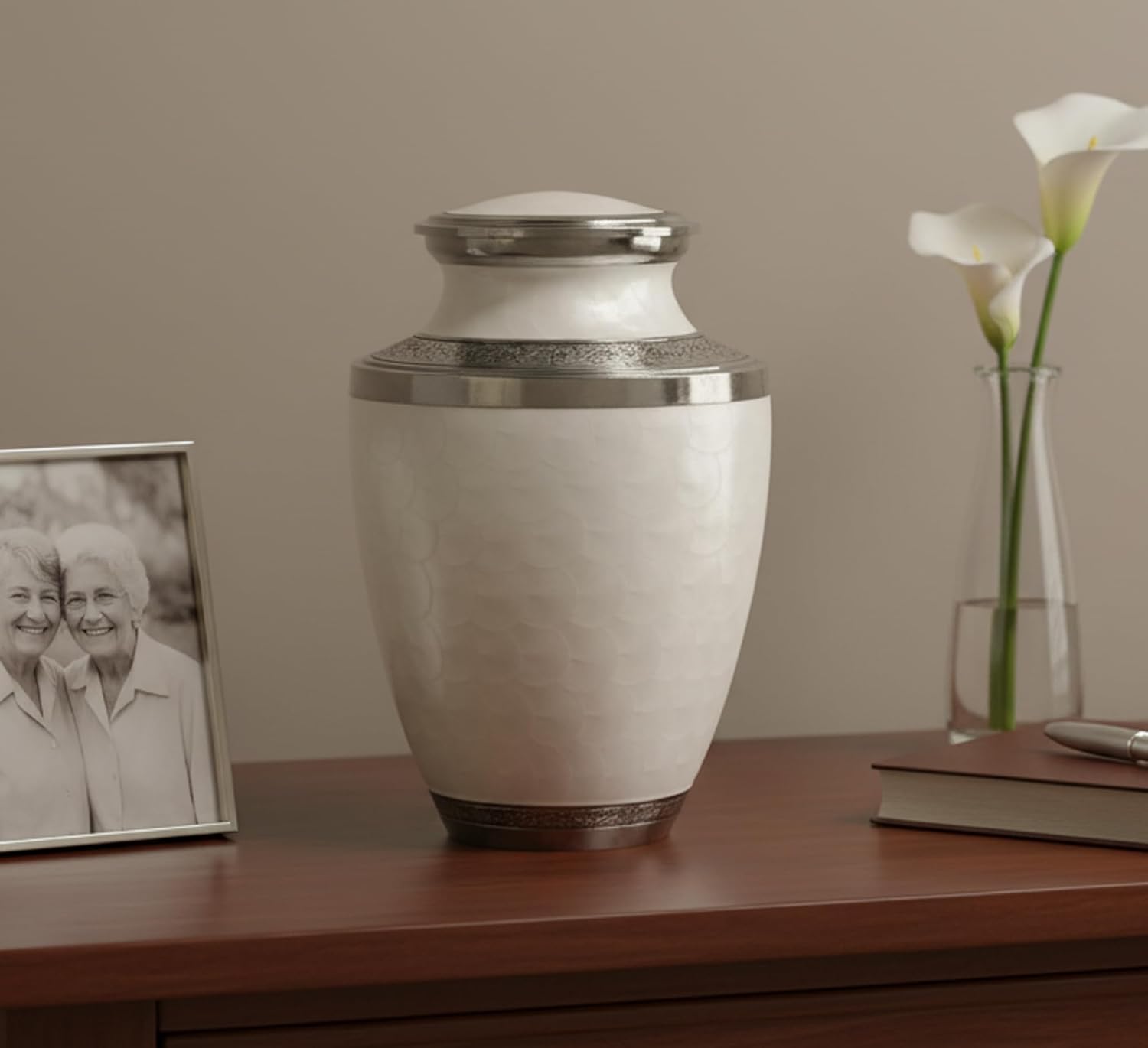 Brass Urn, White Pearl