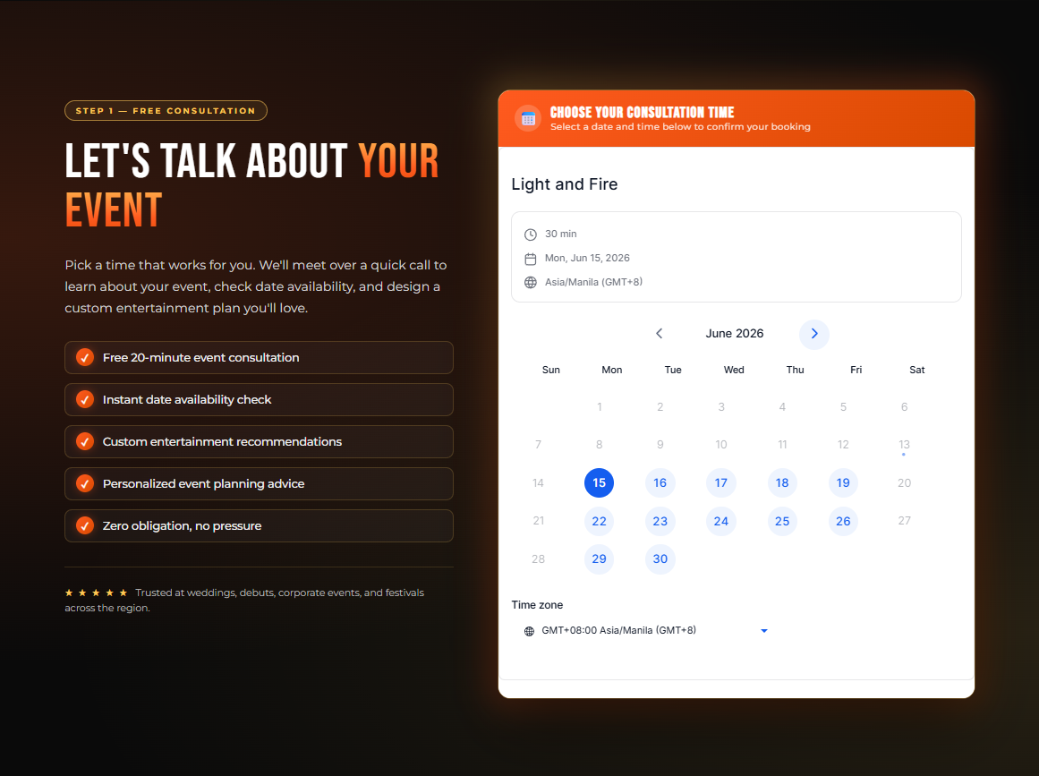 Appointment booking funnel screenshot