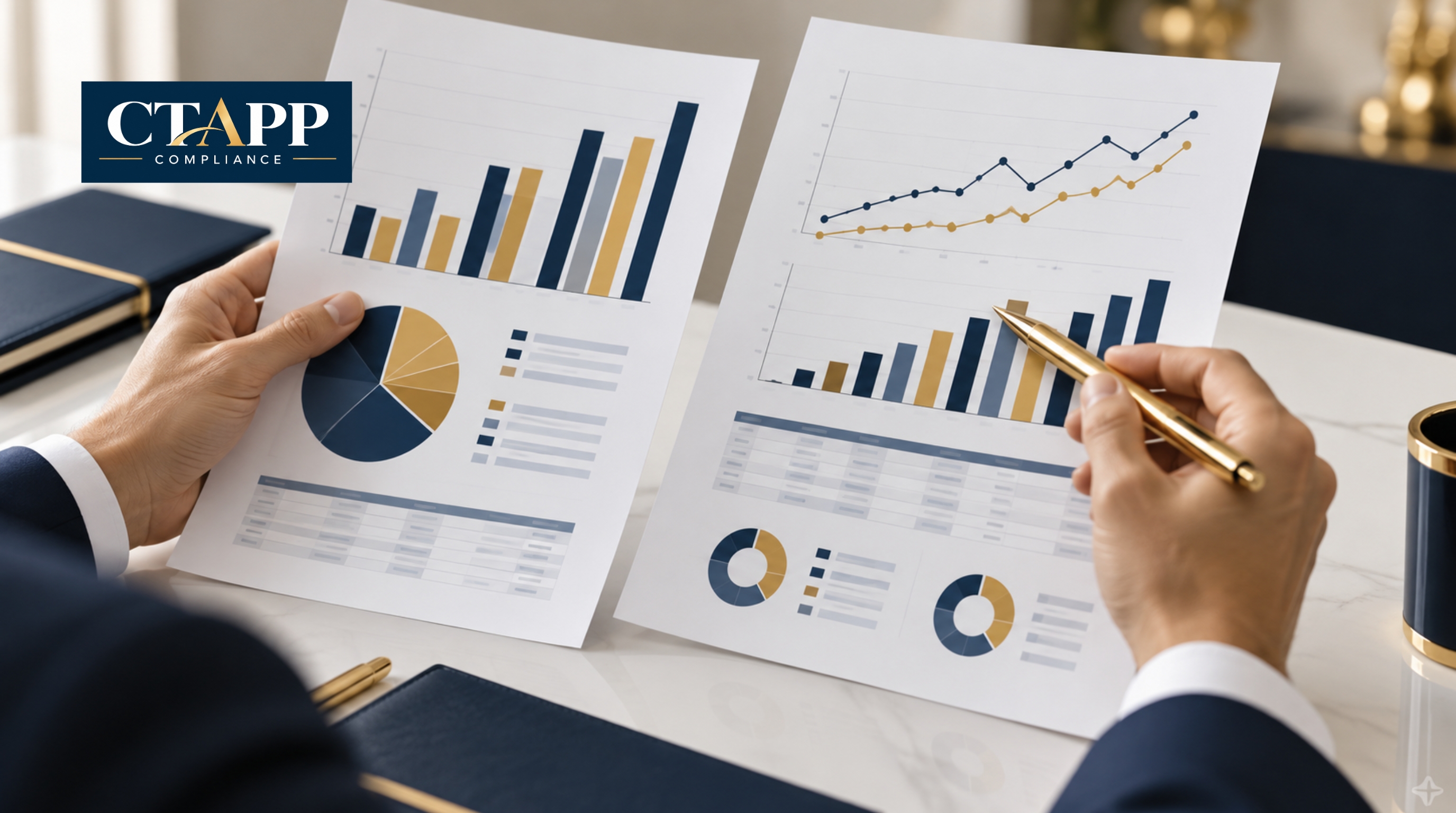 Professional aligning three document stacks for a monthly reconciliation Professional aligning three document stacks for a monthly reconciliation