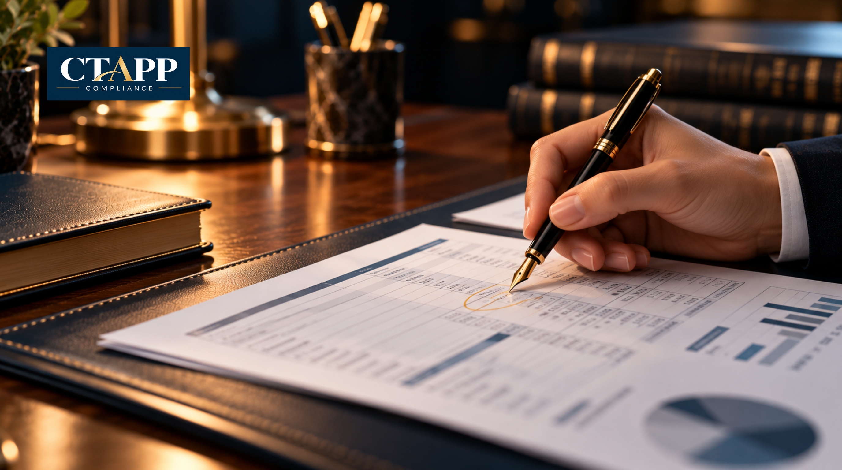Hand with a fountain pen pausing over a circled line on a report Hand with a fountain pen pausing over a circled line on a report