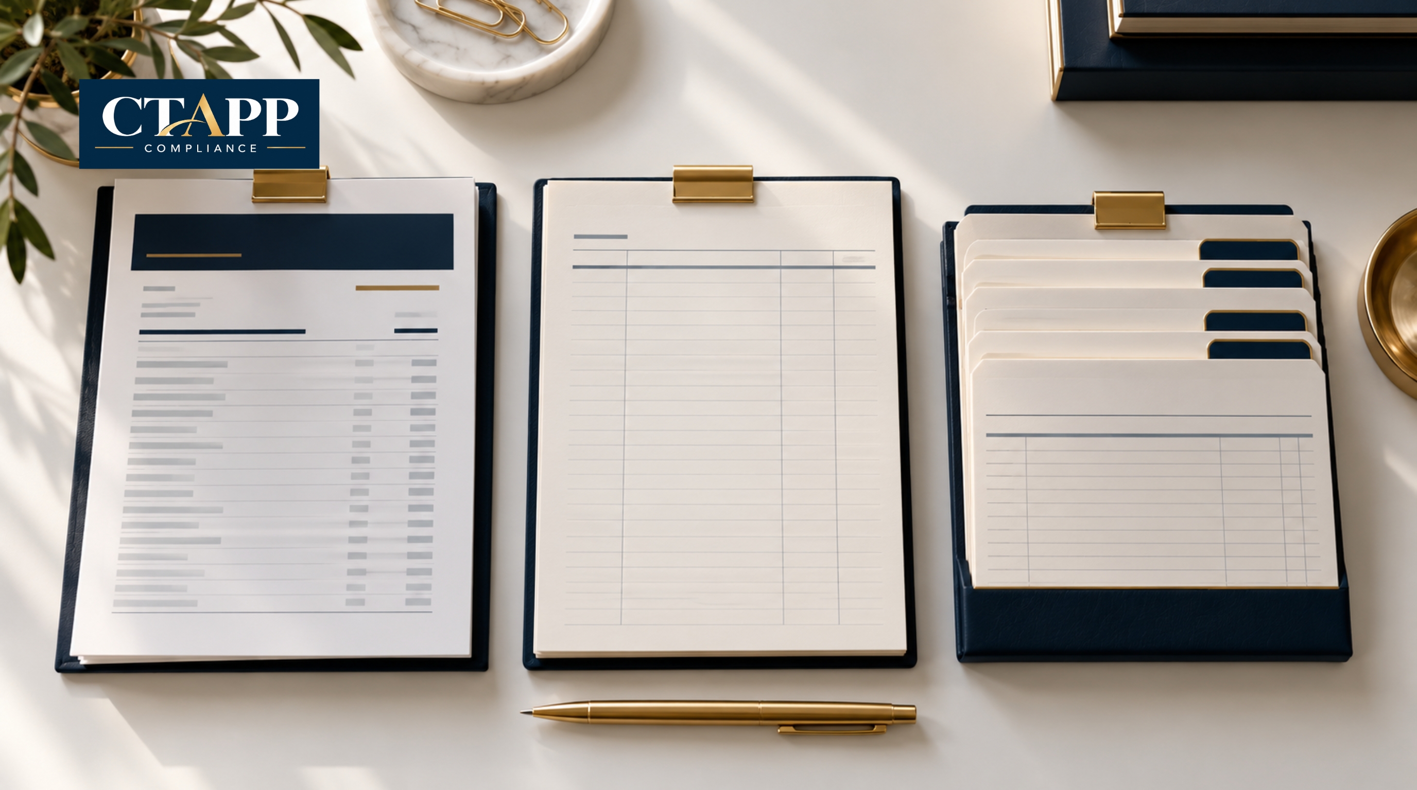 Bank statement, journal page, and client ledger cards in three neat columns Bank statement, journal page, and client ledger cards in three neat columns