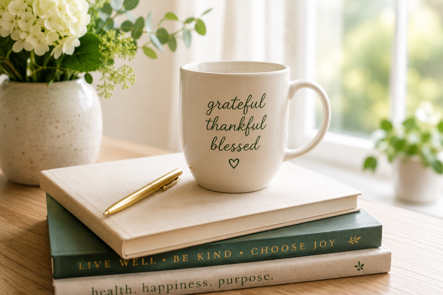 A faith-centered community gathered around a table with whole foods and notebooks